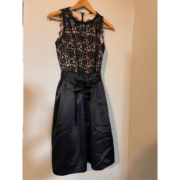 Banana Republic 2 Sleeveless Lace Bodice Satin Bottom Knee Length Cocktail Dress - Picture 4 of 11